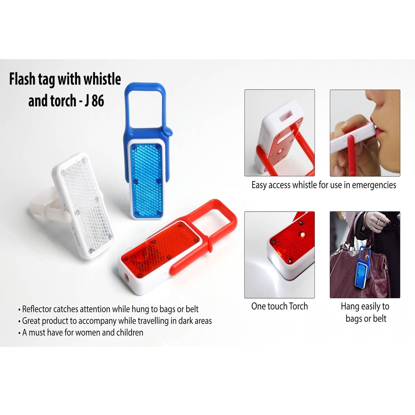 Flash tag with whistle and torch (with reflector)  - J 86