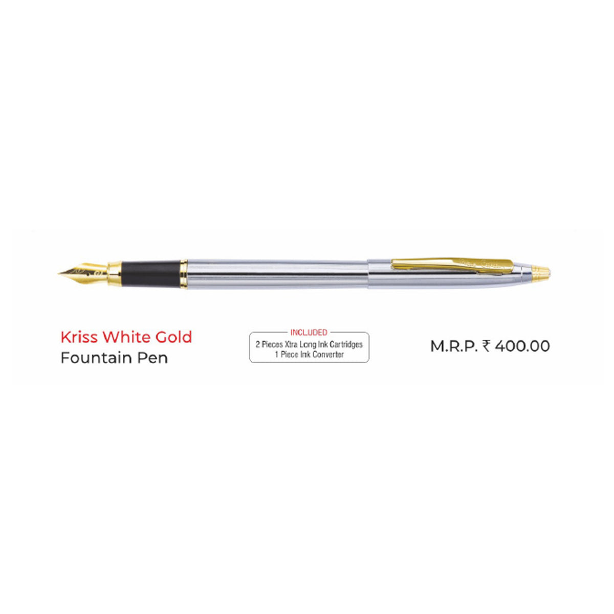 Pierre Cardin - Kriss White Gold Fountain Pen