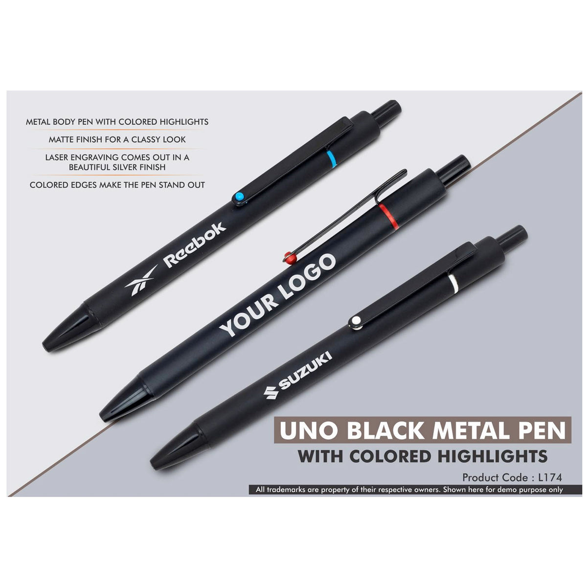 Power Plus - UNO Black Metal Pen - L 174