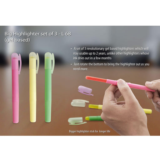 Big Highlighter set of 3 (gel based)  - L 68