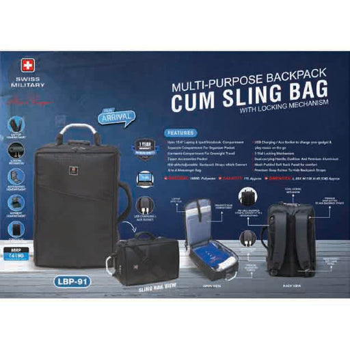 SWISS MILITARY - LAPTOP BACKPACK BAG - LBP91