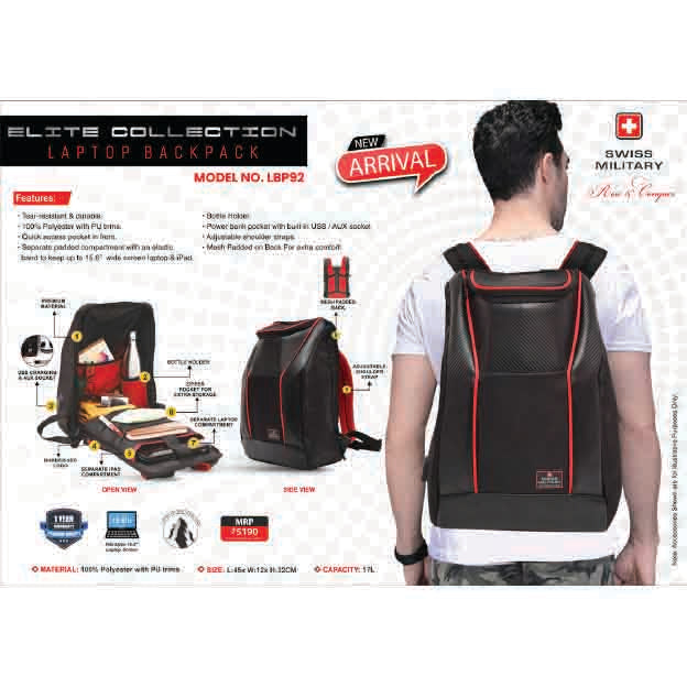 SWISS MILITARY - LAPTOP BACKPACK BAG - LBP92