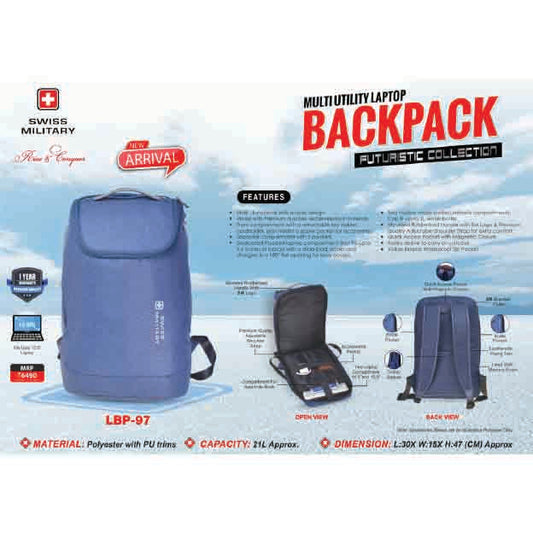 SWISS MILITARY - LAPTOP BACKPACK BAG - LBP97
