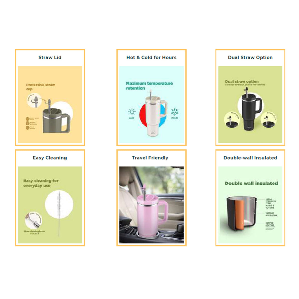 Milton - Malmo 1200 Hot & Cold Tumbler With Straws