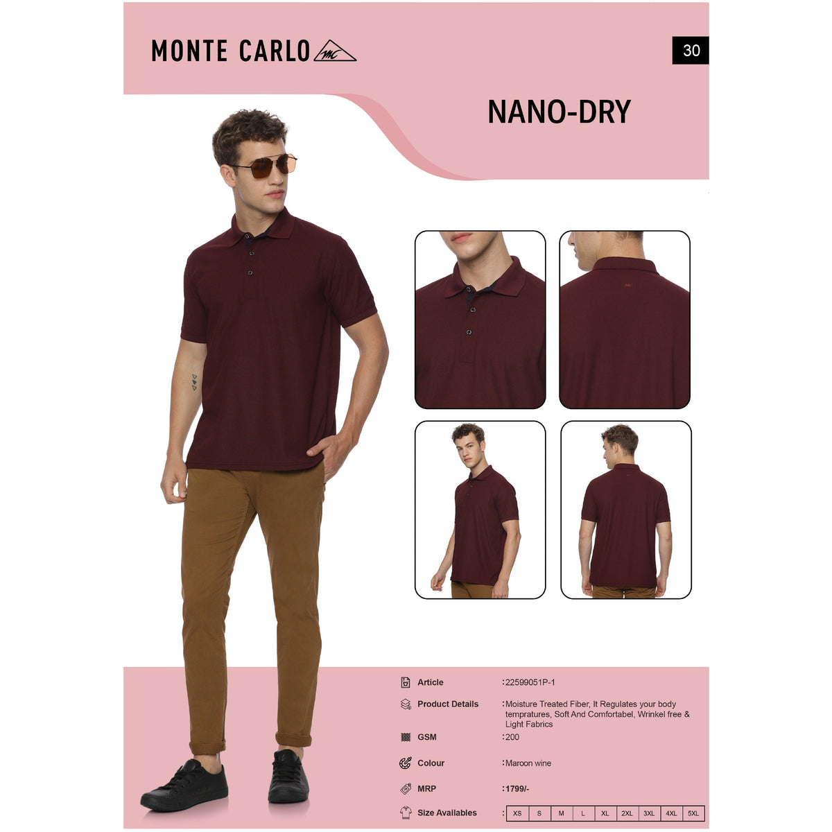 Monte Carlo - Nano Dry Fit Polo T-Shirt