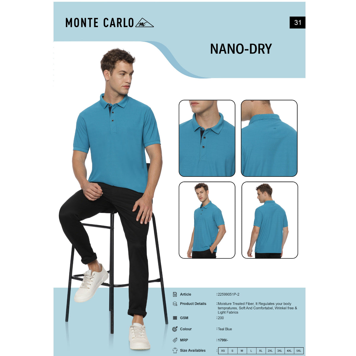 Monte Carlo - Nano Dry Fit Polo T-Shirt