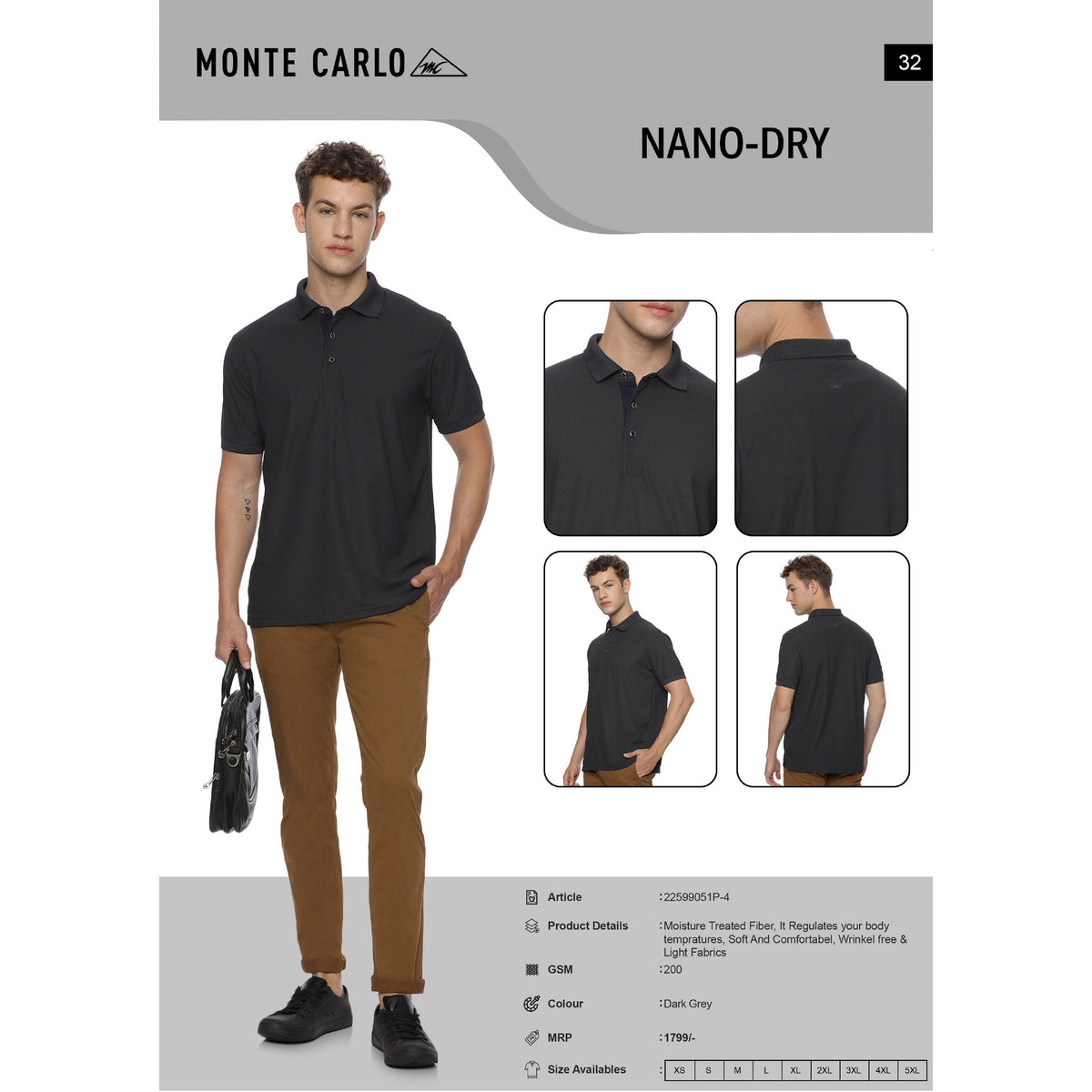 Monte Carlo - Nano Dry Fit Polo T-Shirt