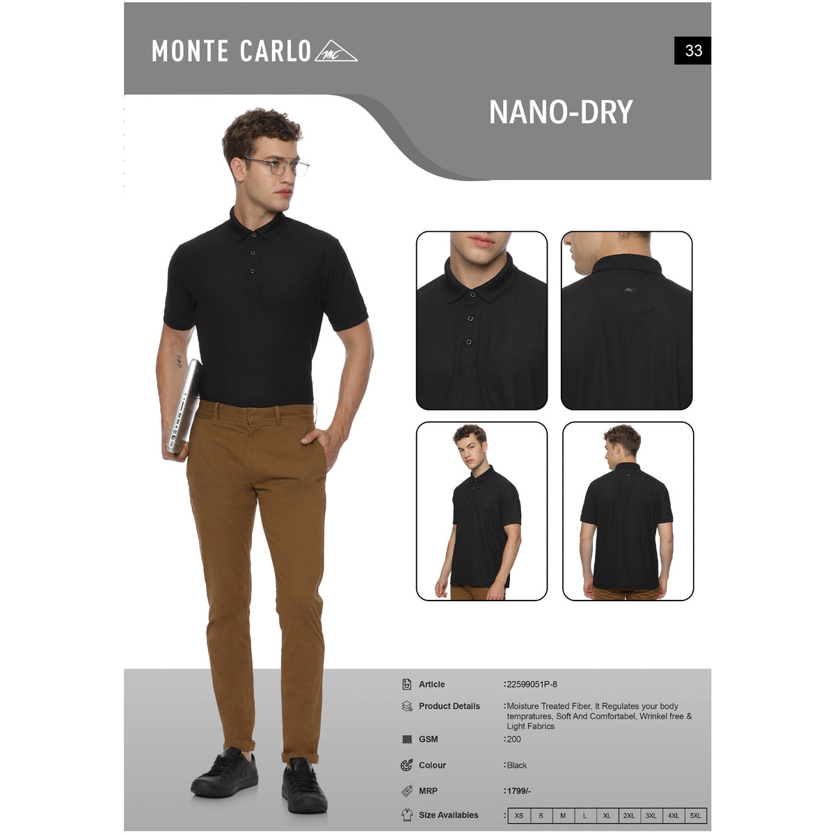 Monte Carlo - Nano Dry Fit Polo T-Shirt