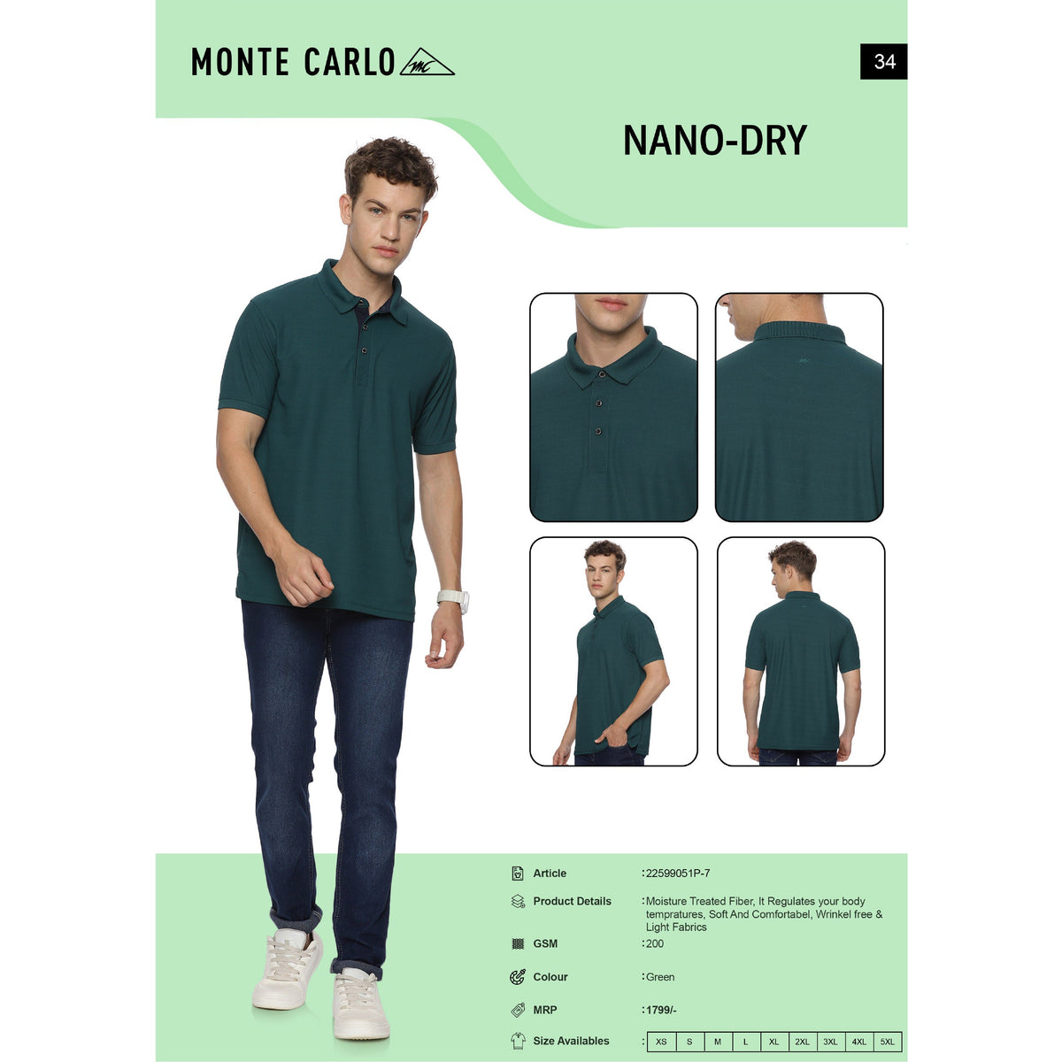 Monte Carlo - Nano Dry Fit Polo T-Shirt