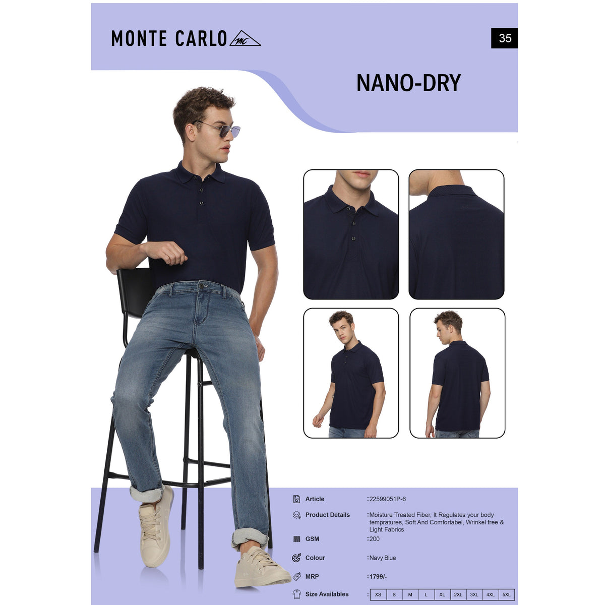 Monte Carlo - Nano Dry Fit Polo T-Shirt