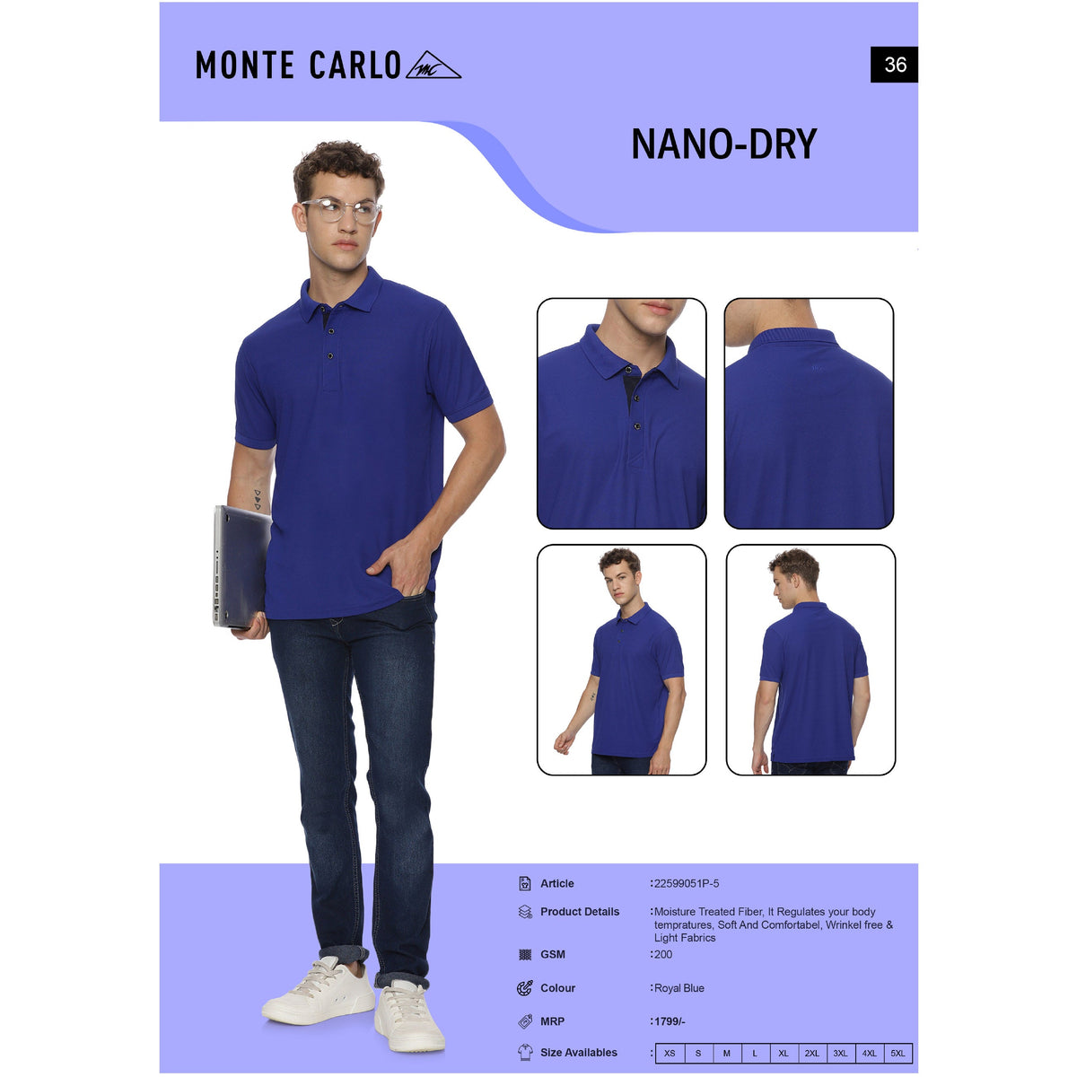 Monte Carlo - Nano Dry Fit Polo T-Shirt