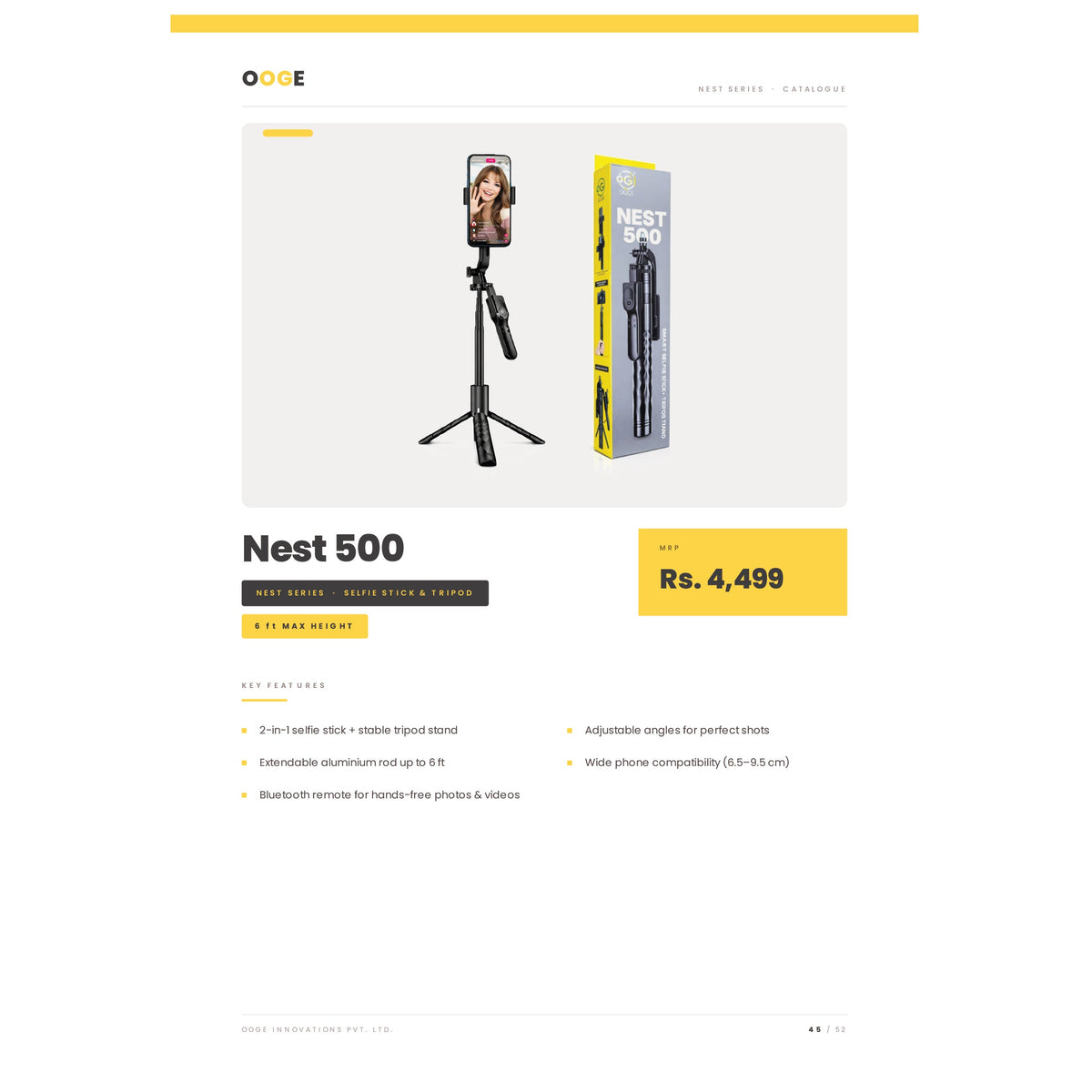 OOGE - Nest 500 Selfie Stick Tripod