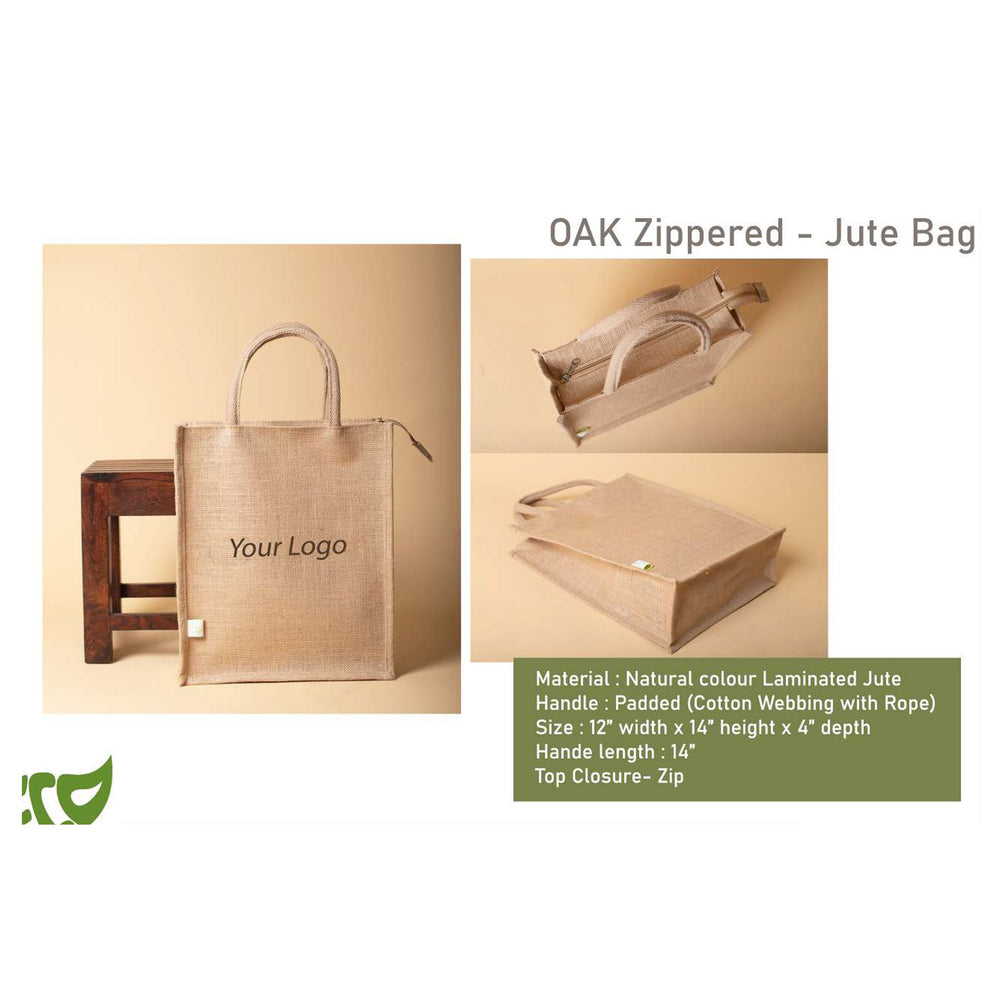 OBLIQUE - OAK ZIPPERED - JUTE BAG