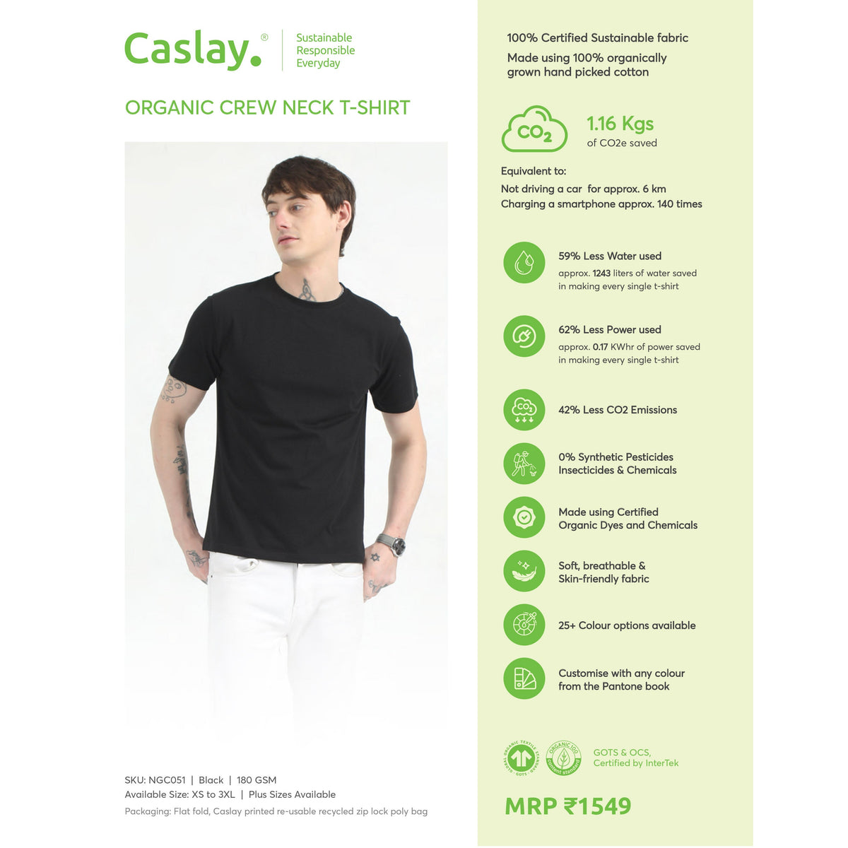 Caslay - Organic Crew Neck T-Shirt