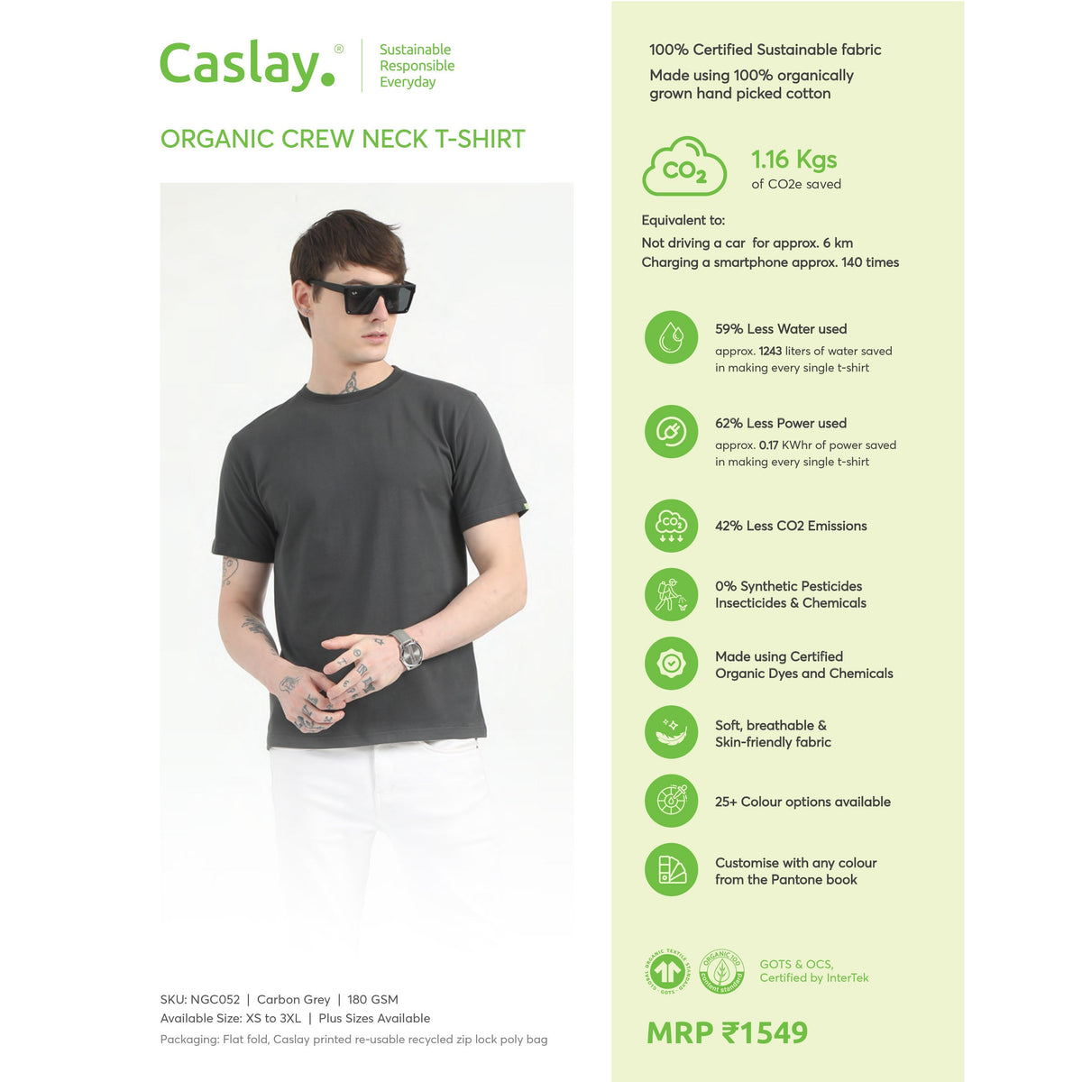 Caslay - Organic Crew Neck T-Shirt