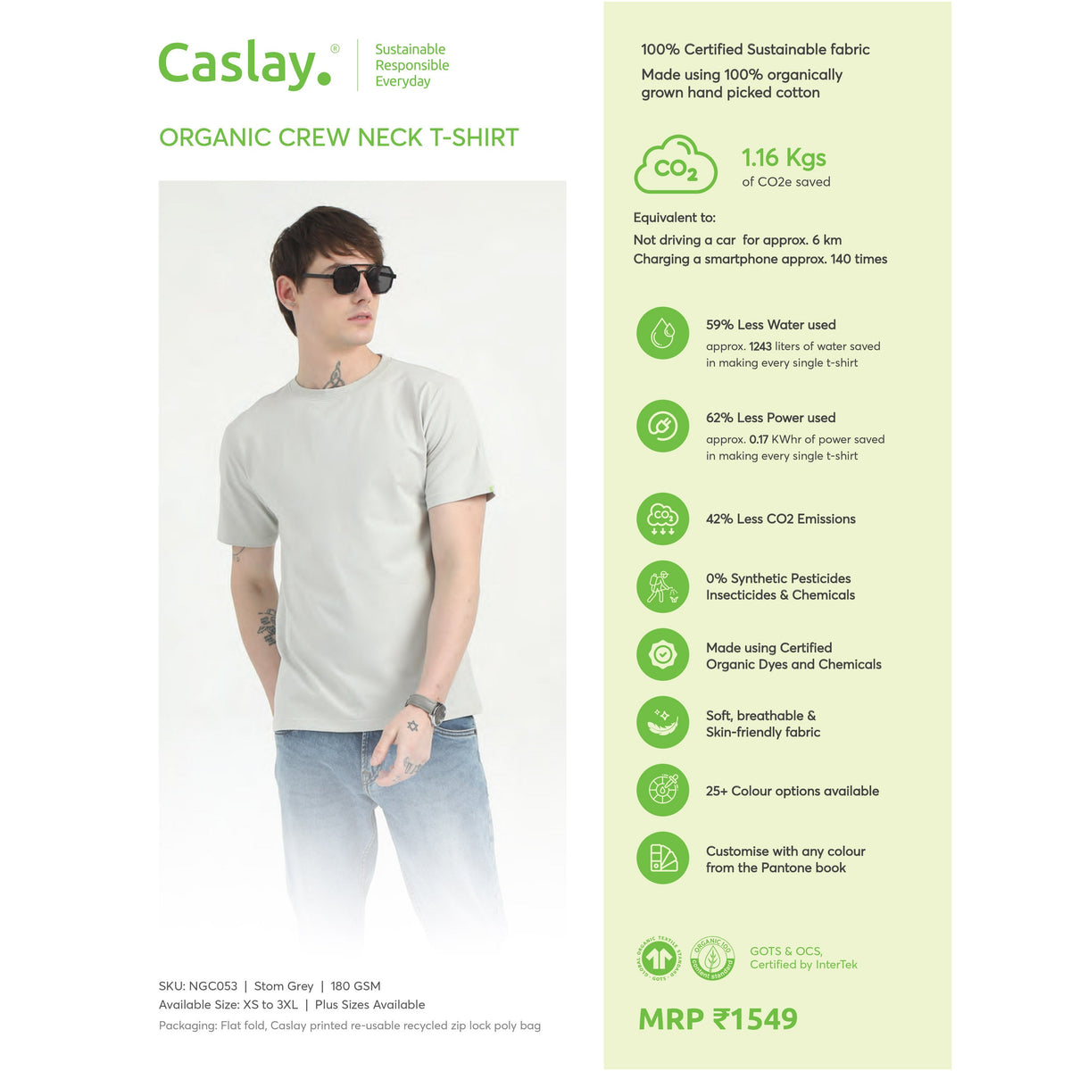 Caslay - Organic Crew Neck T-Shirt