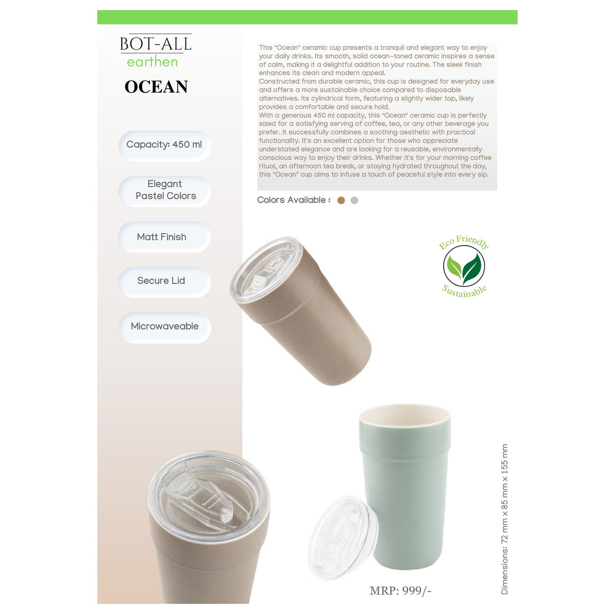 Bot-All - Earthen Ceramic Mug (Ocean)