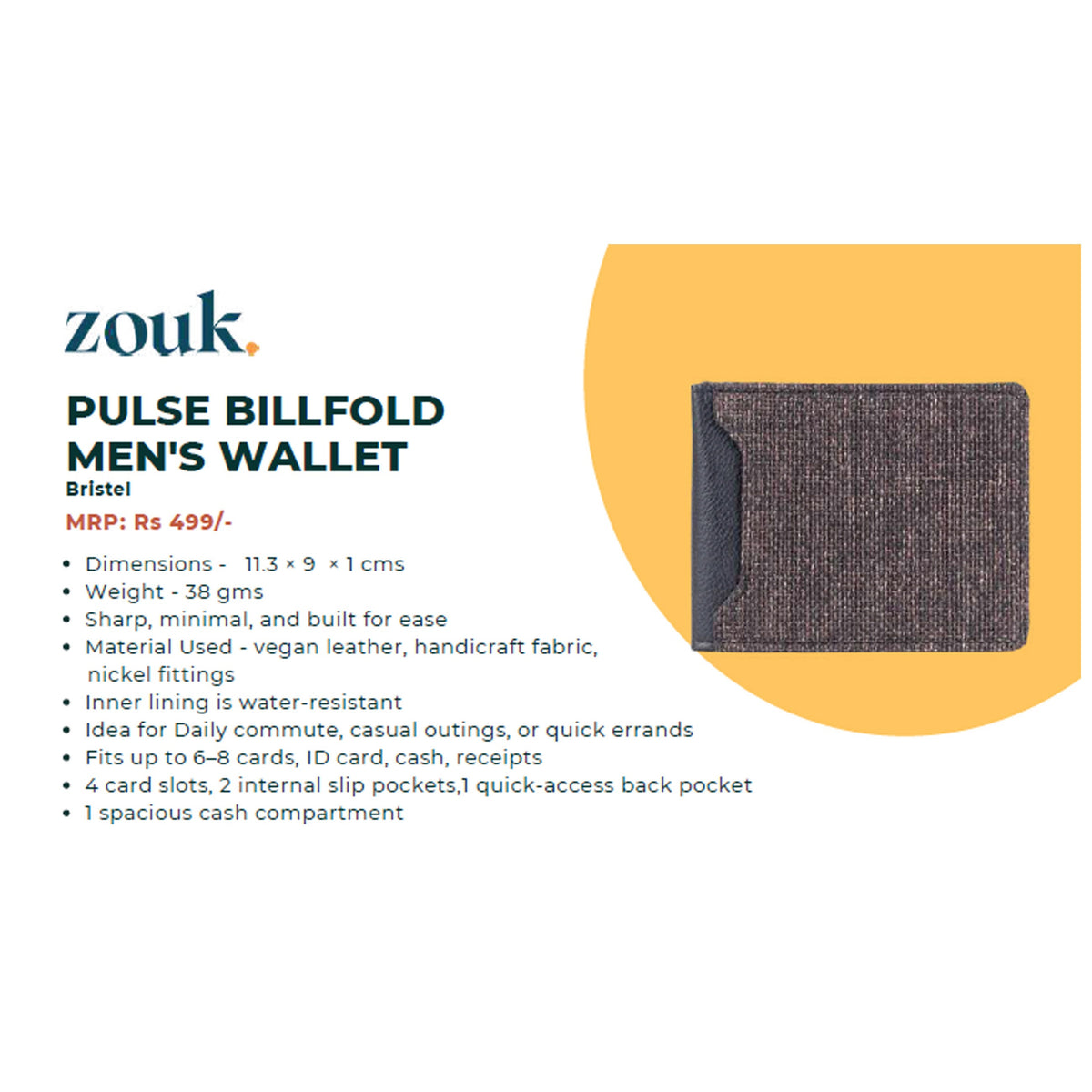 Zouk - Pulse Bill Fold Men's Wallet