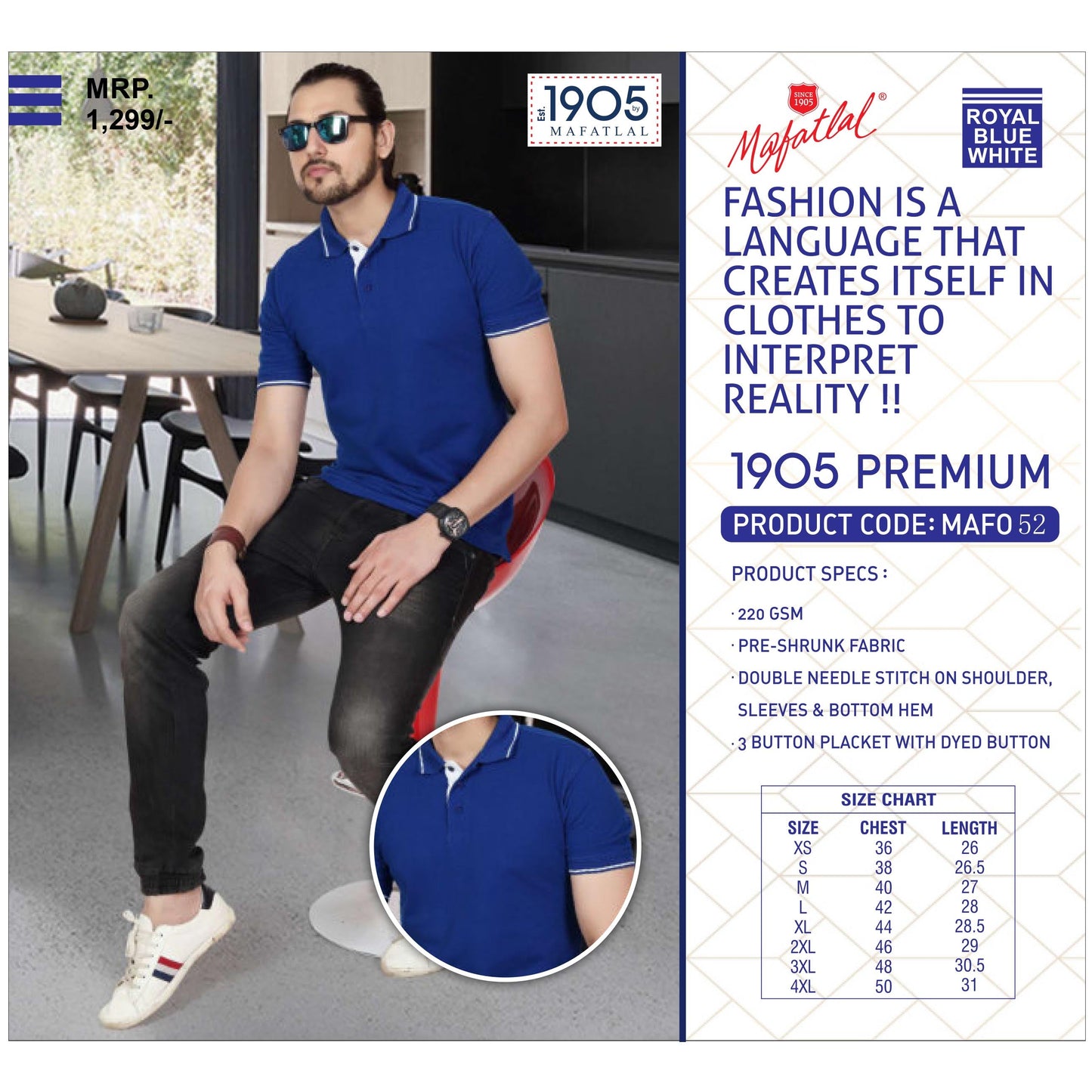 MAFATLAL - POLO-T-SHIRT WITH TIPPING