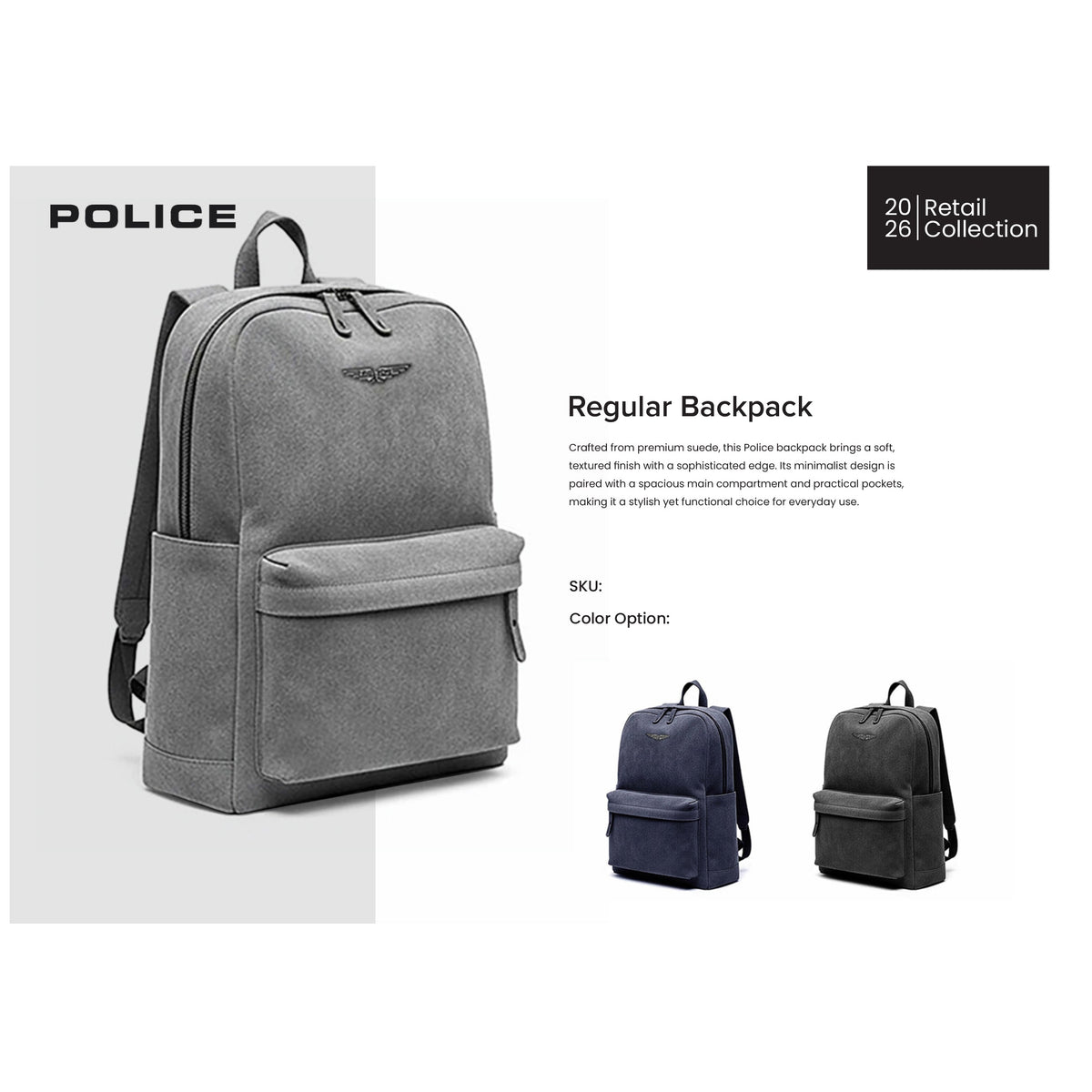 Police - Regular Backpack Suede