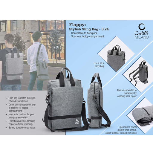 Flappy: Stylish Sling bag | Convertible to backpack | Spacious laptop compartment - S 24