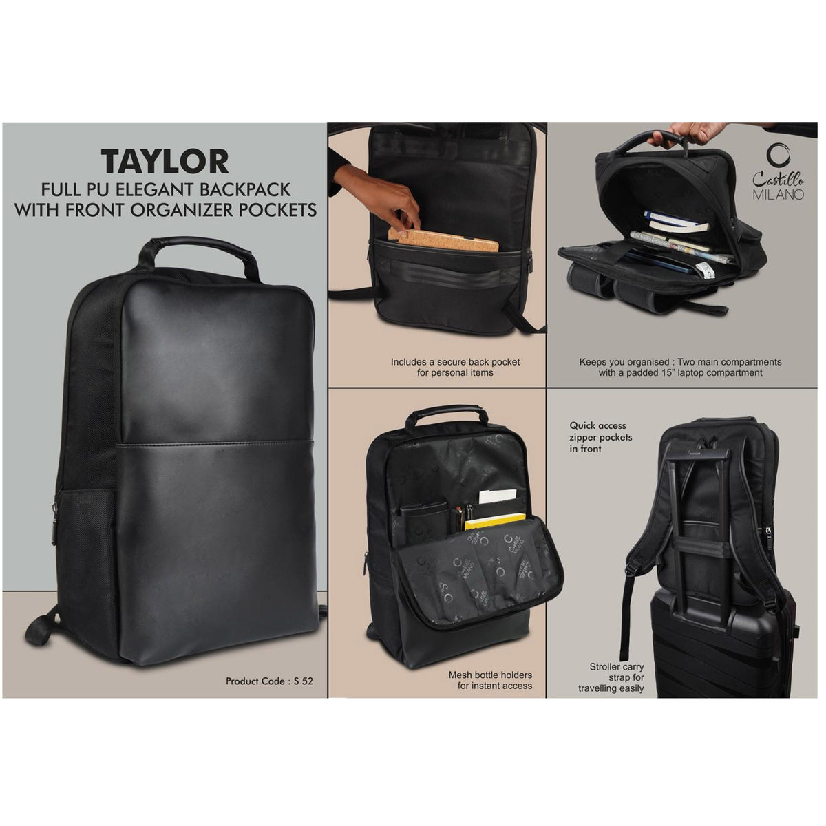 Power Plus - Taylor Full PU Elegant Backpack - S 52