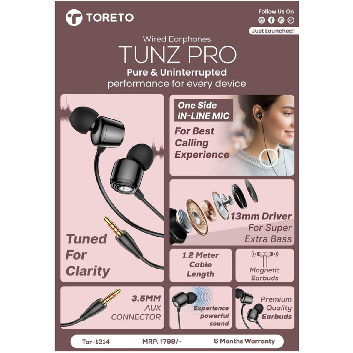 Toreto - Tunz Pro Wired Earphones