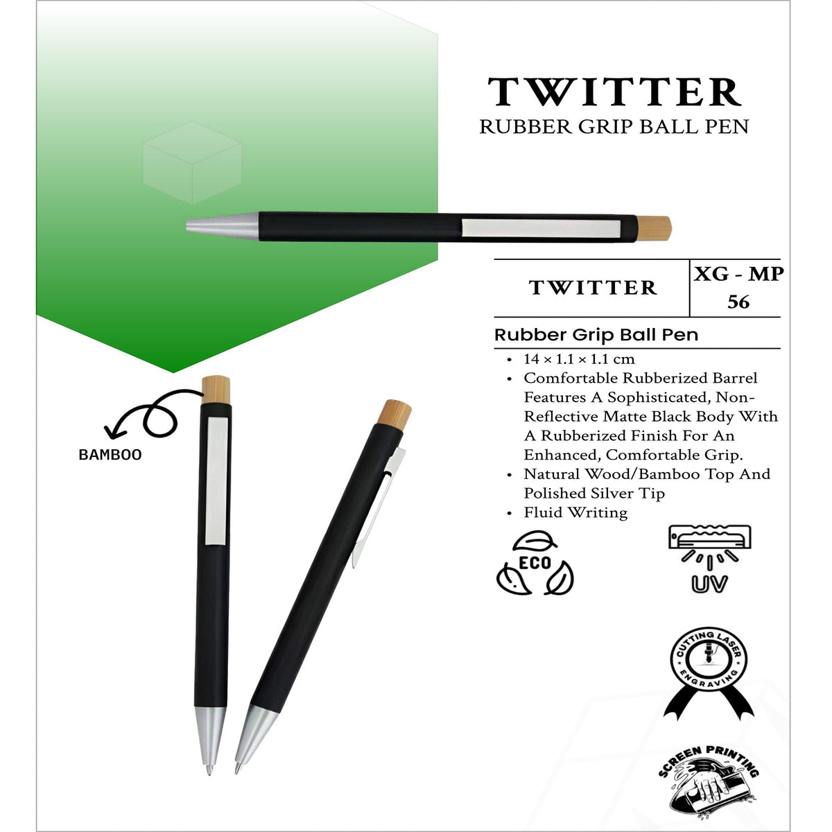 Twitter Rubber Grip Ball Pen - XG - MP56