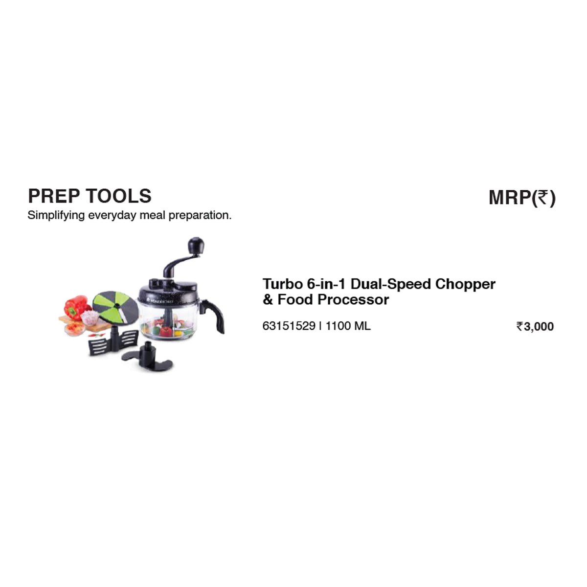 Wonder Chef - Turbo 6 In 1 Dual Speed Chopper & Food Processor