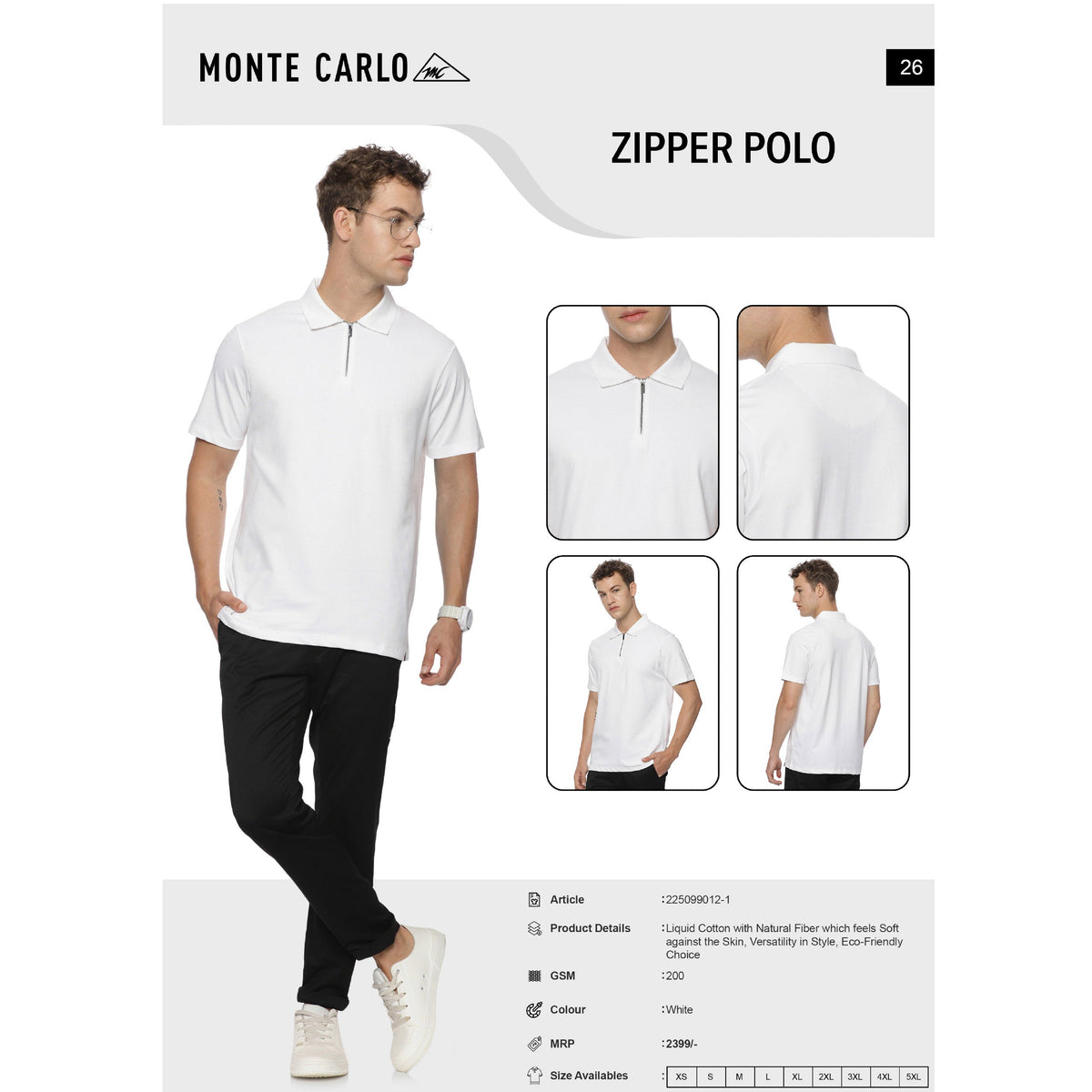 Monte Carlo - Zipper Polo T-Shirt