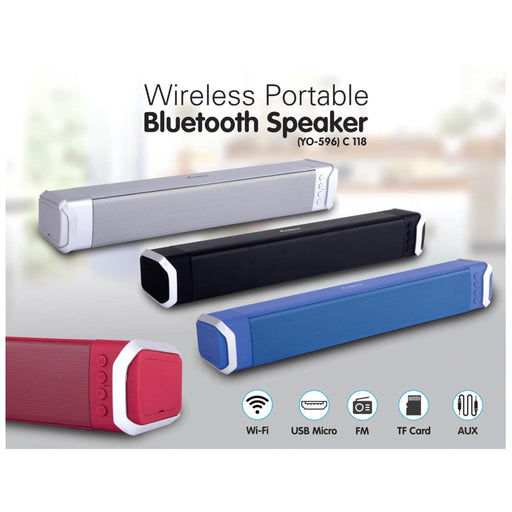 Bluetooth Large Sound Bar Speaker | With USB / TF Card / Aux / FM / Mic In (YO – 596) - C 118