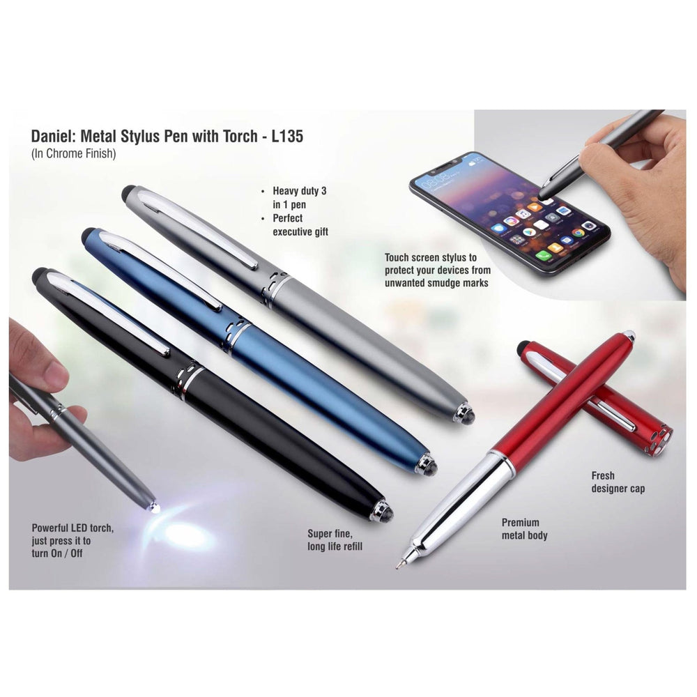 Daniel: Metal Stylus Pen With Torch - L 135