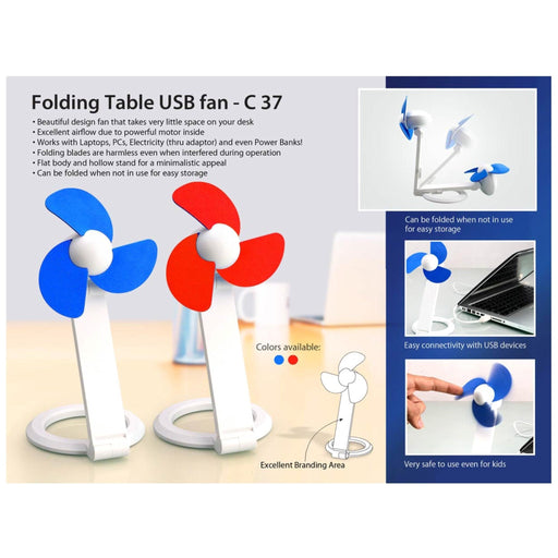 Folding Table USB Fan With Safety Blades And USB Cable -  C 37