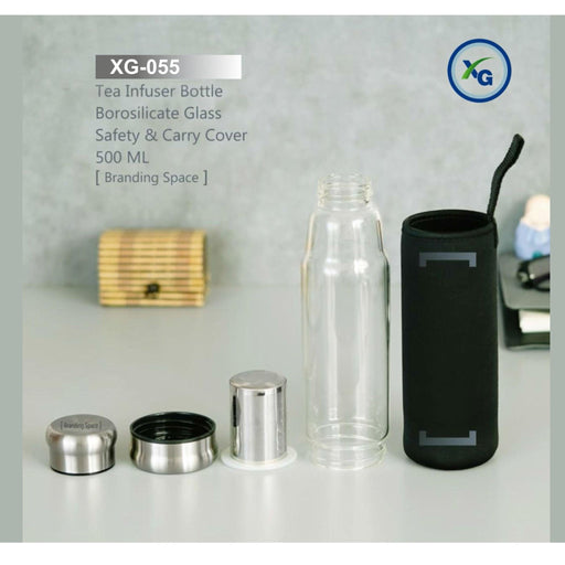 GLASS INFUSER BOTTLE WITH SILICON POUCH - XG - 055