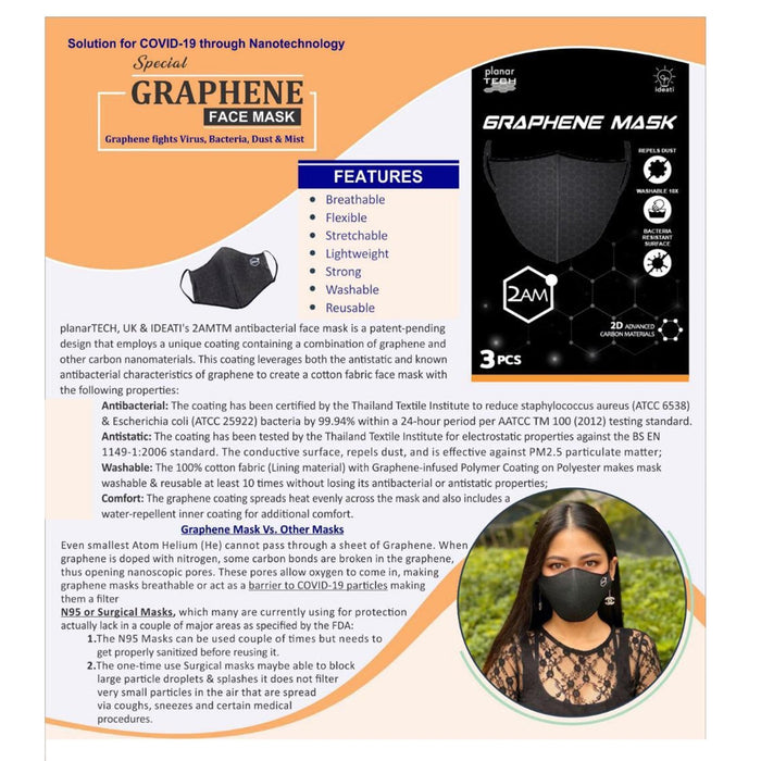 GRAPHENE-ENHANCED FACE MASK, PACK OF 3