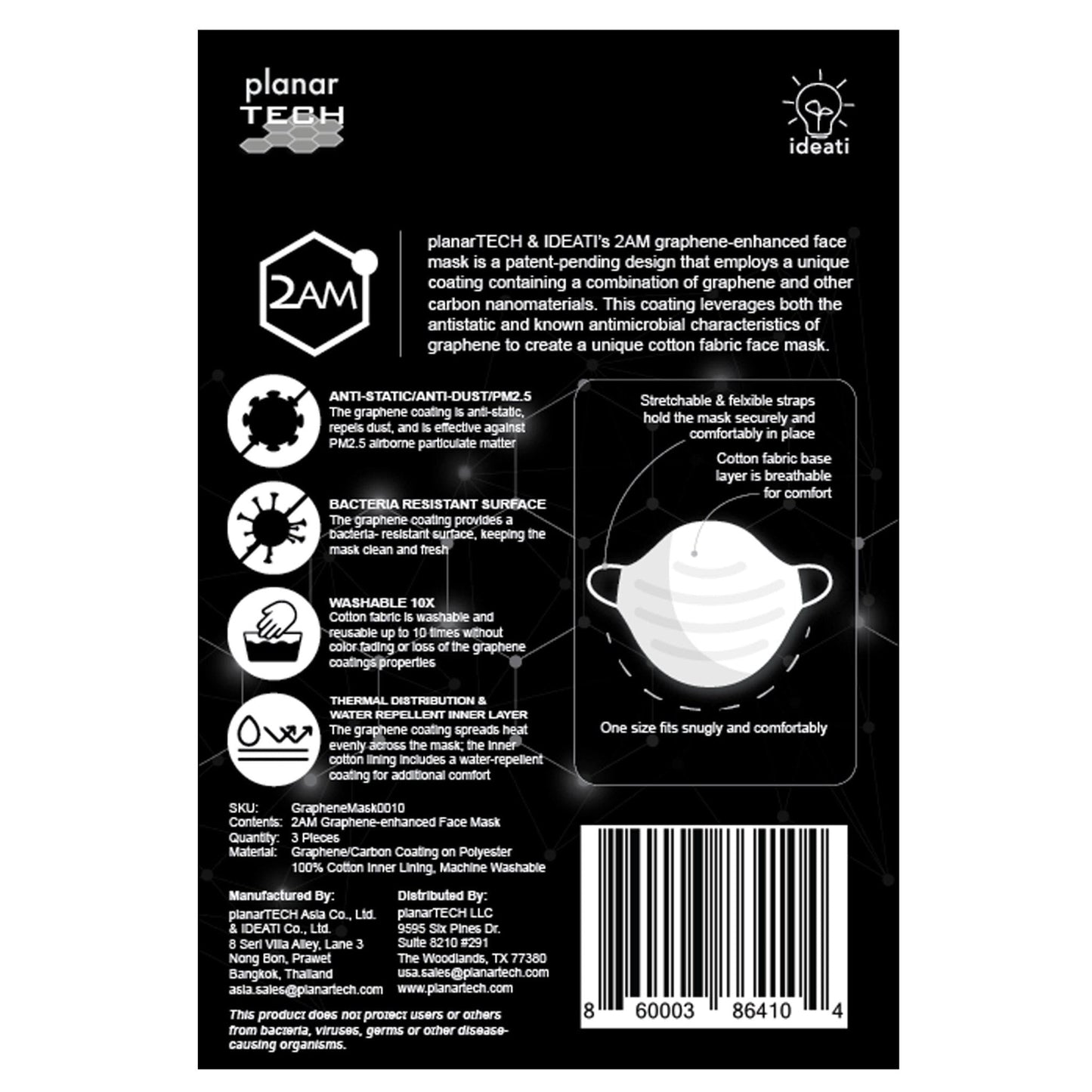 GRAPHENE-ENHANCED FACE MASK, PACK OF 3