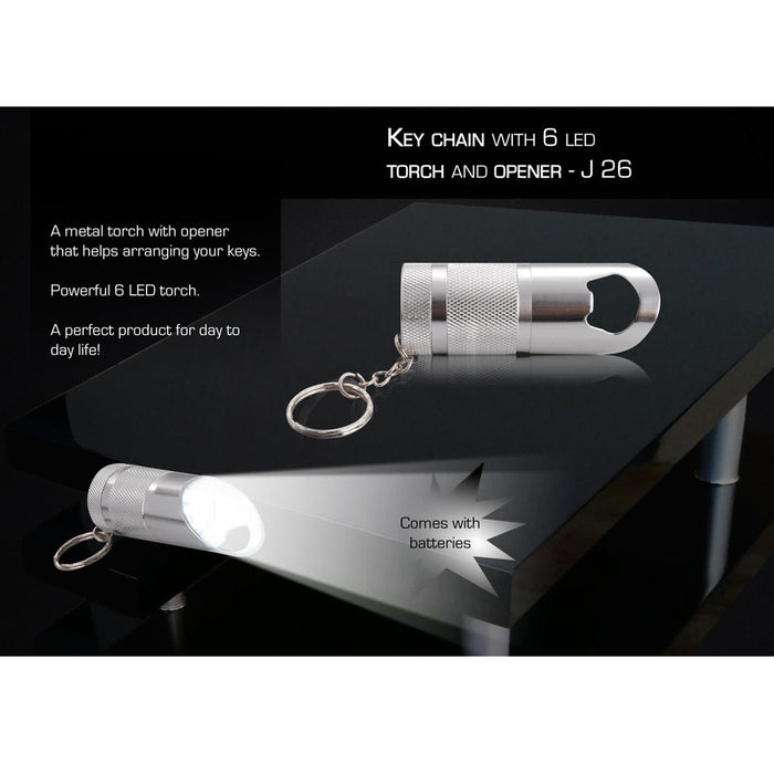 Key Chain With 6 LED Torch And Opener - J26