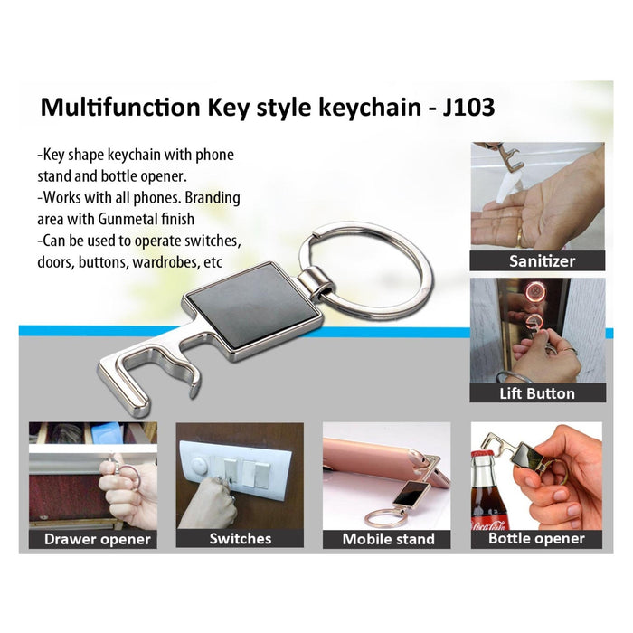 Key Style Keychain With Bottle Opener And Phone Holder - J103