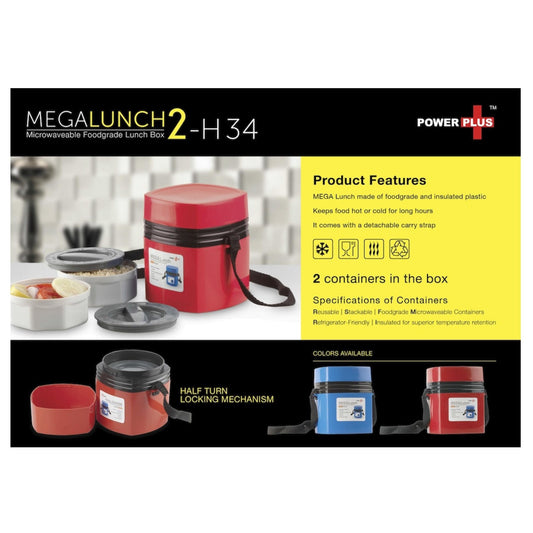Mega Lunch Box Microwaveable 2 Box - H 34