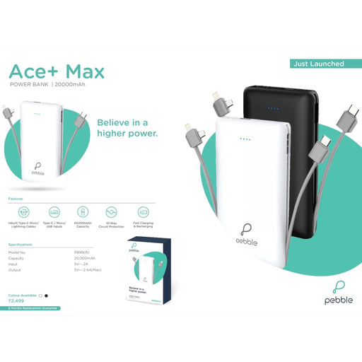 Pebble Ace+ Max PowerBank - 20000 mAh