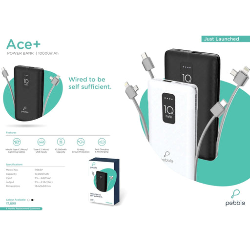Pebble Ace+ PowerBank - 10000 mAh