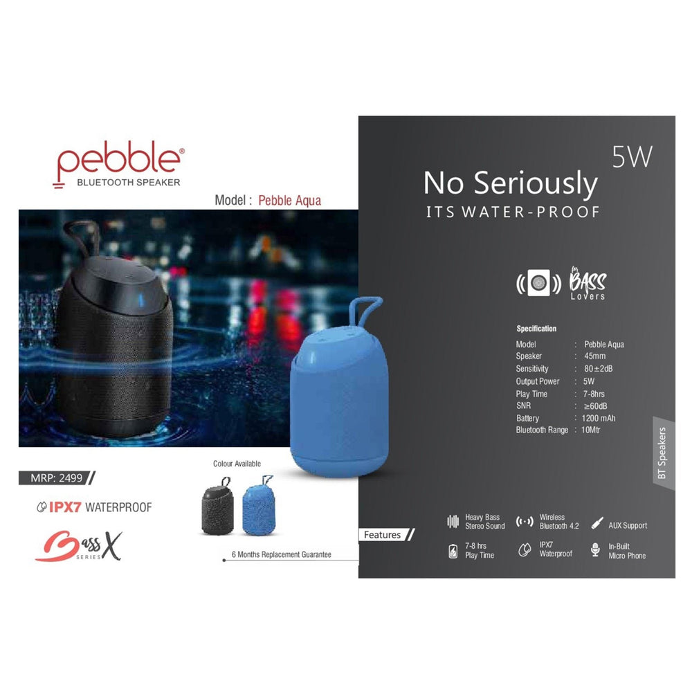 Pebble BassX Aqua Wireless Speaker - 5W