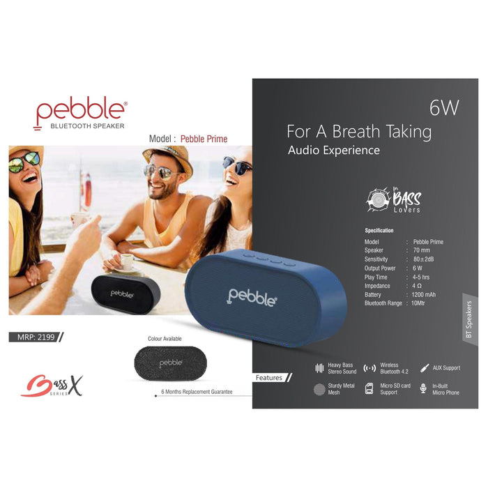 Pebble BassX Prime Bluetooth Speaker - 6W
