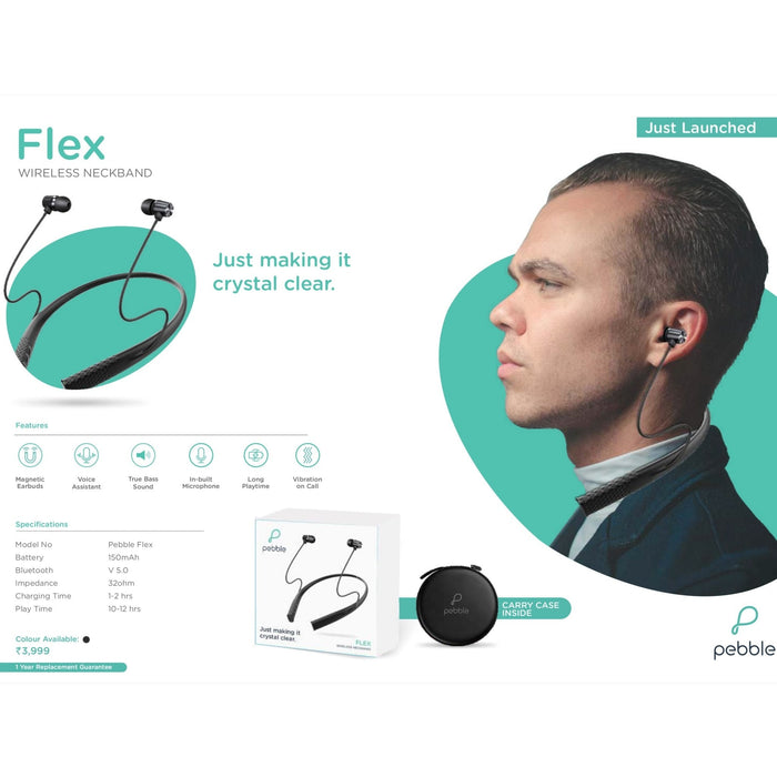 pebble Flex Wireless Neckband - Luxury Band with Case