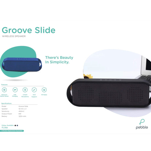 Pebble Groove Slide Wireless Speaker - 8W