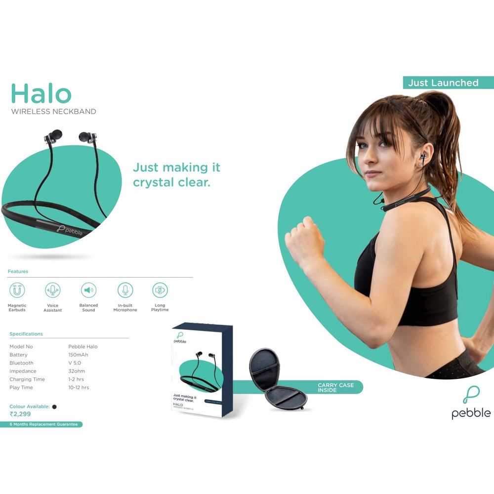 Pebble Helo Wireless Neckband - Thick Band with Case