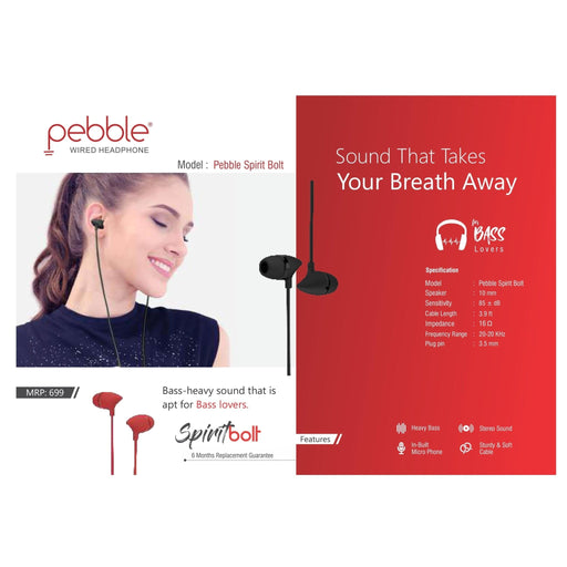 Pebble Spirit Bolt Wired Earphone