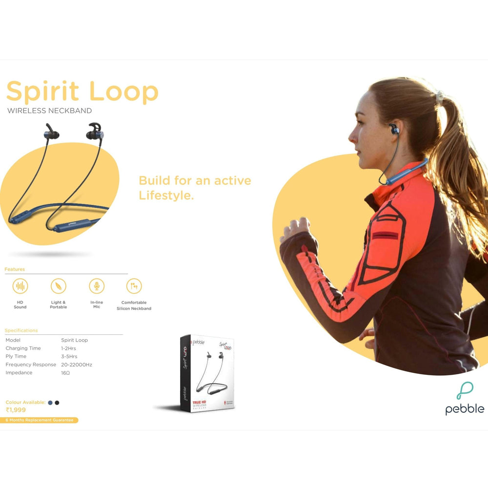 Pebble Spirit Loop Wireless Neckband Earphones