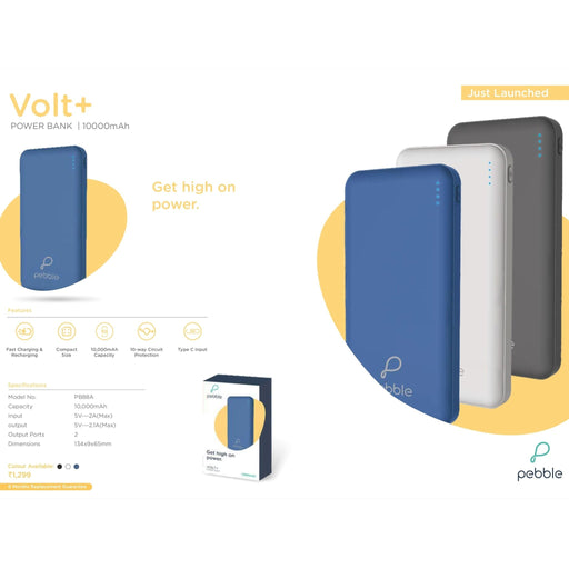 Pebble Volt+ PowerBank - 10000 mAh