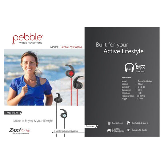 Pebble Zest Active Wired Earphone